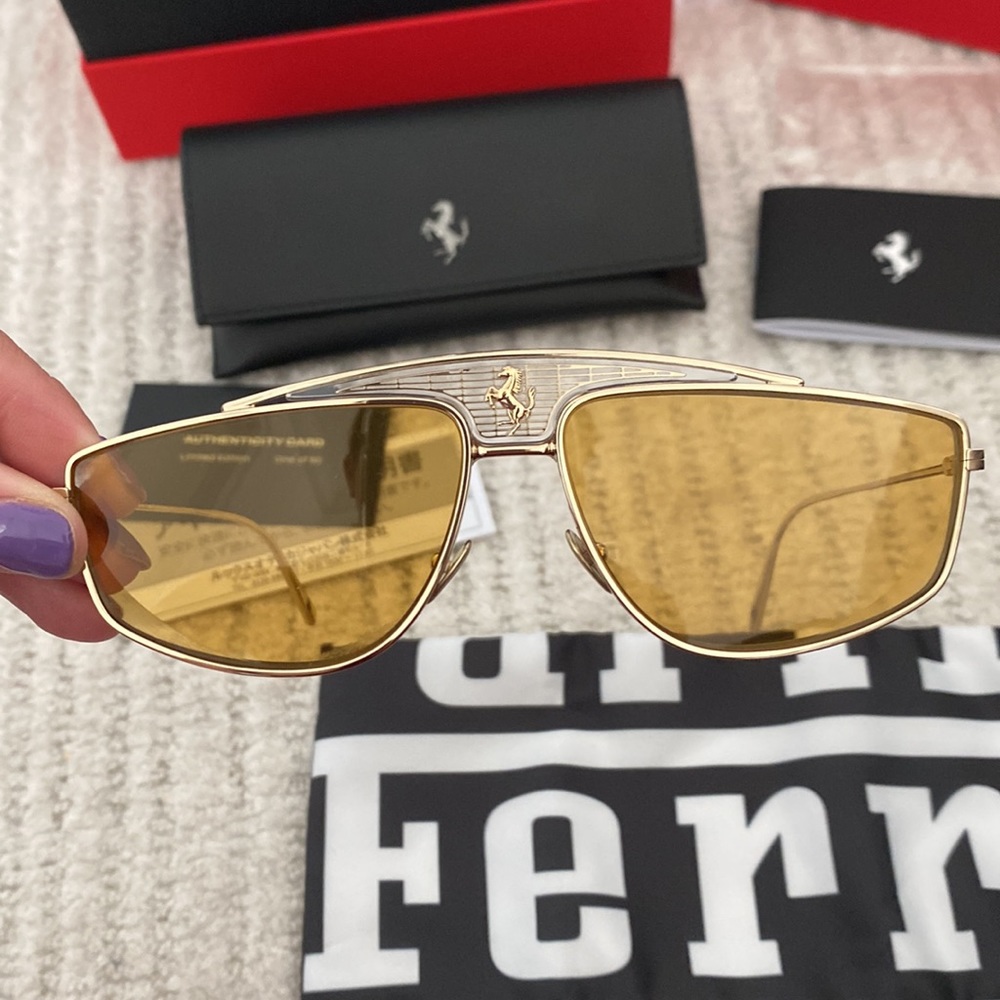 Ferrari sunglasses with yellow lenses One of 50 (#1) limited edition NWT - Picture 9 of 12